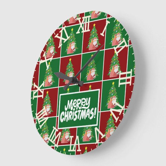 Weihnachtsbaum | Santa | anpassbar Große Wanduhr (Winkel)