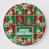 Weihnachtsbaum | Santa | anpassbar Große Wanduhr (Vorderseite)