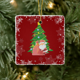 Weihnachtsbaum | Santa | anpassbar Keramikornament
