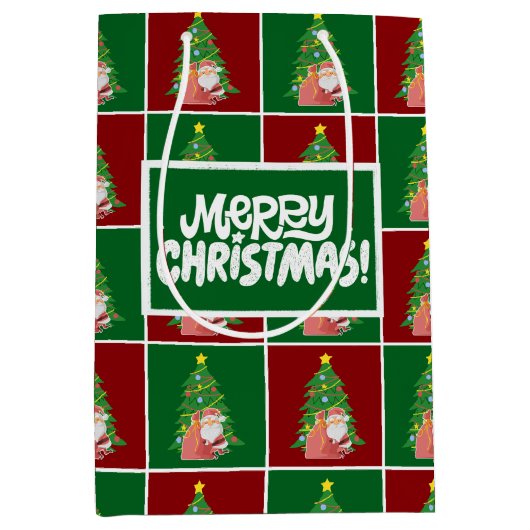 Weihnachtsbaum | Santa | anpassbar Mittlere Geschenktüte (Vorderseite)