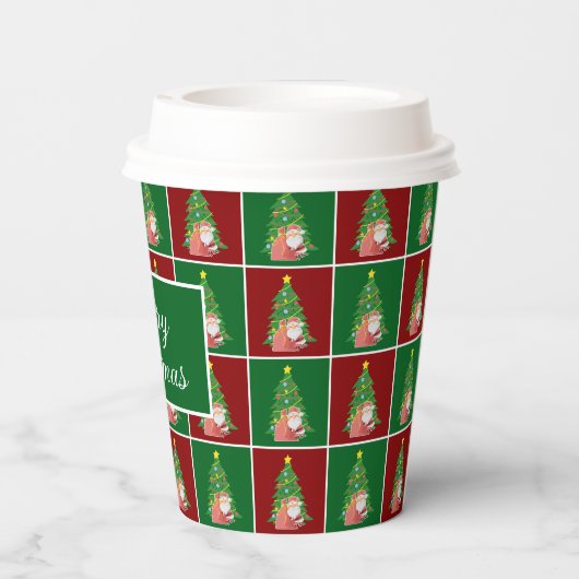 Weihnachtsbaum | Santa | anpassbar Pappbecher (Rückseite)