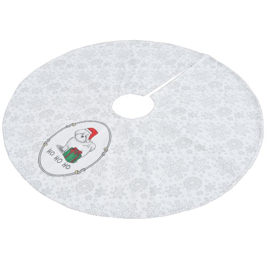 Weihnachtsbaum Santa Bichon Frise Hund Niedlich Fleece Weihnachtsbaumdecke (Schrägansicht)