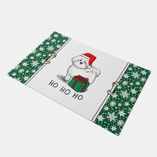 Weihnachtsbaum Santa Bichon Frise Hund Niedlich Fußmatte (Schrägansicht)