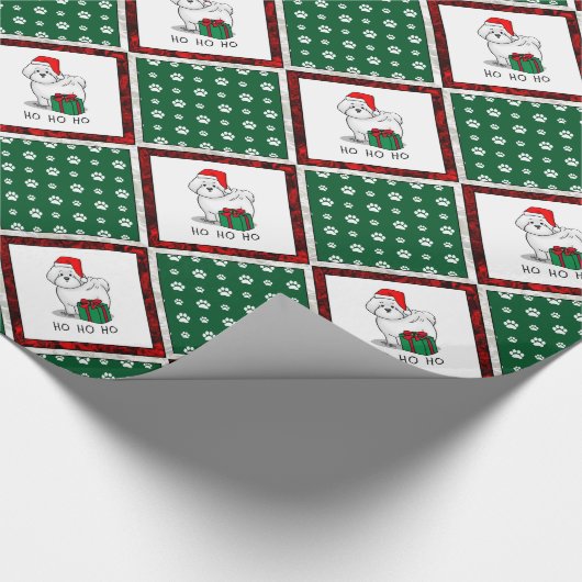 Weihnachtsbaum Santa Bichon Frise Hund Niedlich Geschenkpapier (Ecke)