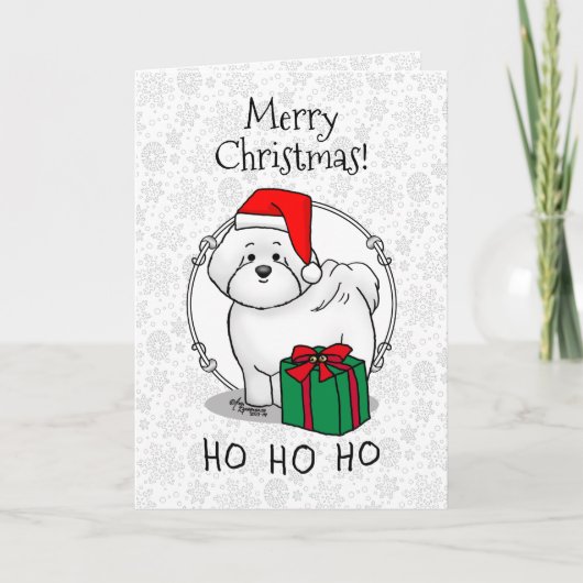 Weihnachtsbaum Santa Bichon Frise Hund Niedlich Karte (Vorderseite)