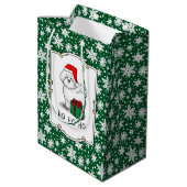 Weihnachtsbaum Santa Bichon Frise Hund Niedlich Mittlere Geschenktüte (Rückseite Schrägansicht)