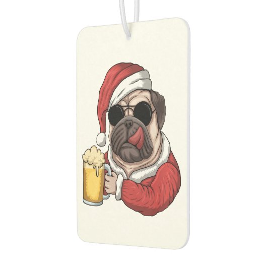 Weihnachtsbaum santa claus Kostümbierhund Mops p Autolufterfrischer (Links)