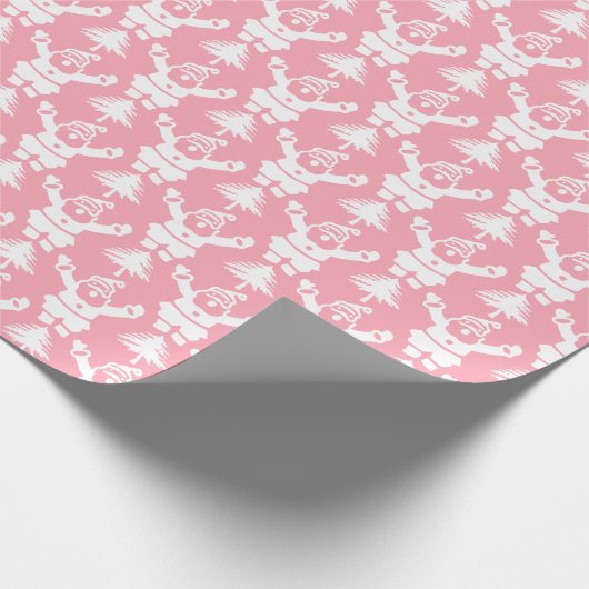 Weihnachtsbaum Santa Claus Pink White Geschenkpapier (Ecke)