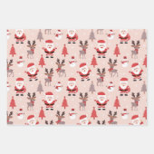 Weihnachtsbaum Santa Claus Reindeer Snowman Blue Geschenkpapier Set (Vorderseite 2)