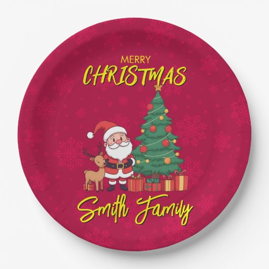 Weihnachtsbaum Santa Clause Pappteller (Vorderseite)