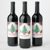 Weihnachtsbaum Santa Holiday Red Green Weinetikett (Flaschen)