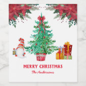 Weihnachtsbaum Santa Holiday Red Green Weinetikett (Einzelnes Label)