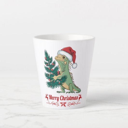 Weihnachtsbaum Santa Iguana Milchtasse (Vorderseite)
