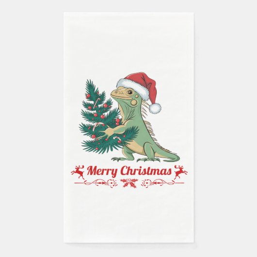Weihnachtsbaum Santa Iguana Serviette (Vorderseite)