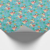 Weihnachtsbaum Santa Mops Candy Canes Ornamente Geschenkpapier (Ecke)