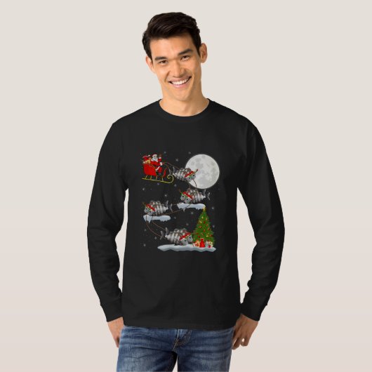 Weihnachtsbaum Santa Riding Sheepshead Fisch T-Shirt (Vorne ganz)