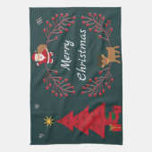 Weihnachtsbaum, Santa und Rudolph Geschirrtuch (Vertikal)
