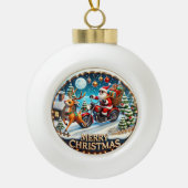 Weihnachtsbaum Santa's Motorrad Keramik Kugel-Ornament (Vorderseite)