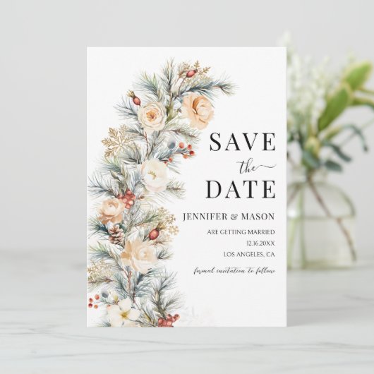 Weihnachtsbaum Save the Date Einladung (Stehend Vorderseite)