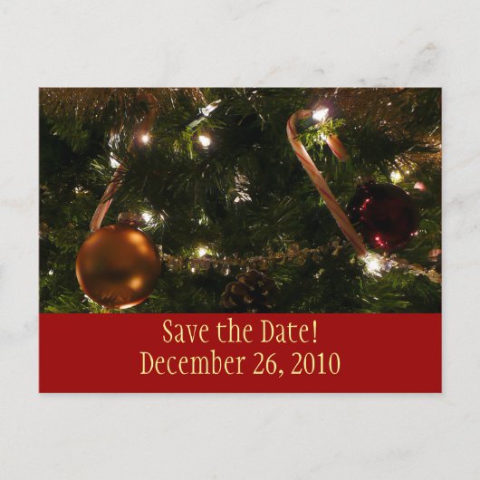 Weihnachtsbaum Save the Date Postkarte (Vorderseite)