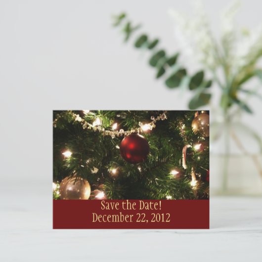 Weihnachtsbaum Save the Date Postkarte (Stehend Vorderseite)