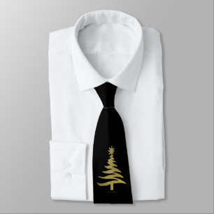Weihnachtsbaum Schablone Gold auf Schwarz Krawatte