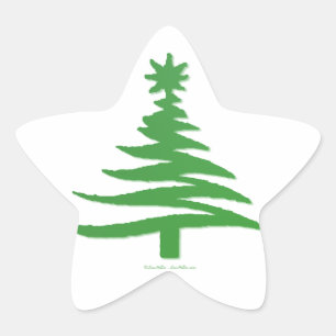 Weihnachtsbaum Schablone Grün Stern-Aufkleber