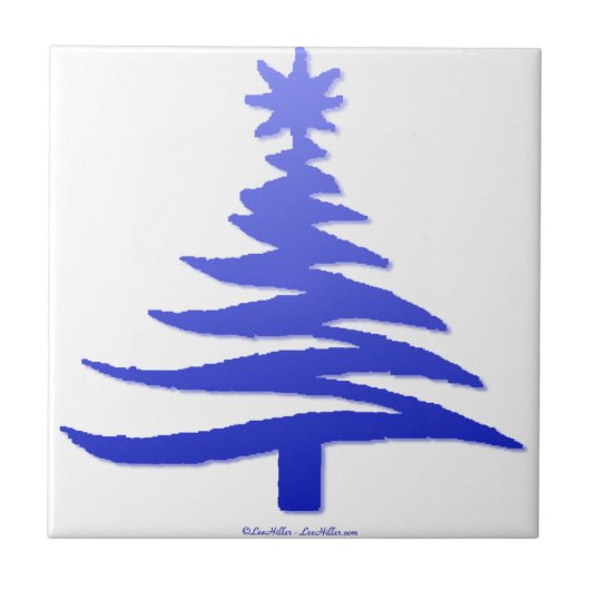 Weihnachtsbaum Schablone Kobaltblau Fliese (Vorderseite)