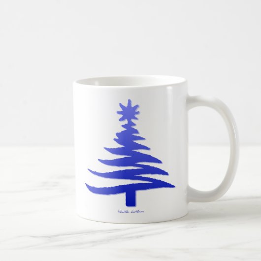 Weihnachtsbaum Schablone Kobaltblau Kaffeetasse (Rechts)