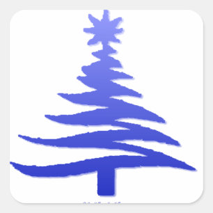 Weihnachtsbaum Schablone Kobaltblau Quadratischer Aufkleber