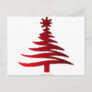 Weihnachtsbaum Schablone Rot Feiertagspostkarte