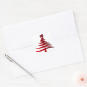 Weihnachtsbaum Schablone Rot Quadratischer Aufkleber (Umschlag)