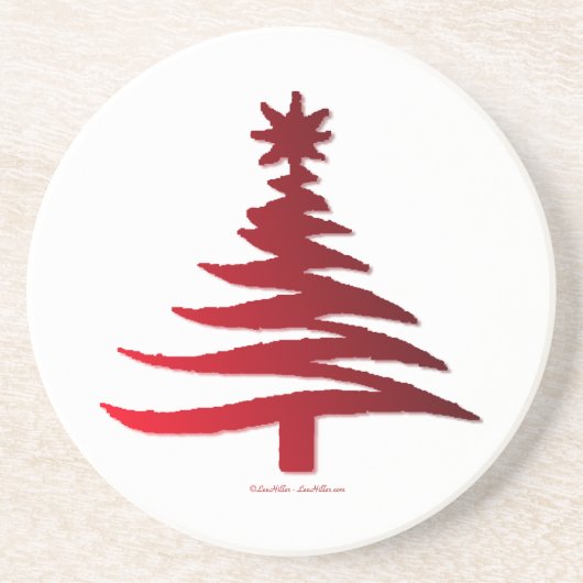 Weihnachtsbaum Schablone Rot Sandstein Untersetzer (Vorne)