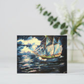 Weihnachtsbaum-Schiff Feiertagspostkarte (Stehend Vorderseite)