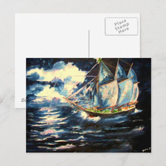 Weihnachtsbaum-Schiff Feiertagspostkarte (Vorne/Hinten)