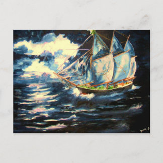 Weihnachtsbaum-Schiff Feiertagspostkarte