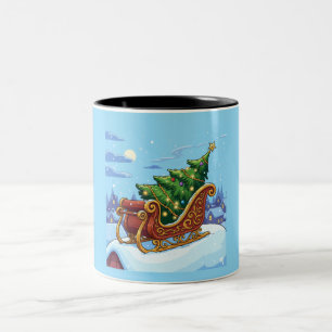 "Weihnachtsbaum-Schlitten Winter-Schnee-Szene Urla Zweifarbige Tasse