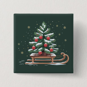 Weihnachtsbaum-Schlitten Winter Weihnachten Schnee Button