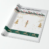 Weihnachtsbaum, Schnee, Hirschpackpapier Geschenkpapier (Ungerollt)