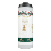 Weihnachtsbaum, Schnee, Hirschpackpapier Thermosbecher (Vorderseite)
