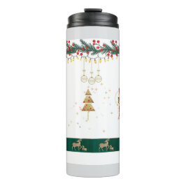 Weihnachtsbaum, Schnee, Hirschpackpapier Thermosbecher