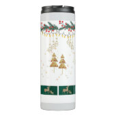 Weihnachtsbaum, Schnee, Hirschpackpapier Thermosbecher (Rückseite)