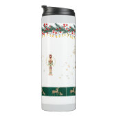 Weihnachtsbaum, Schnee, Hirschpackpapier Thermosbecher (Nach rechts gedreht)