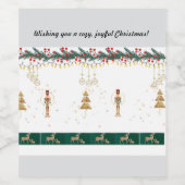 Weihnachtsbaum, Schnee, Hirschpackpapier Weinetikett (Einzelnes Label)