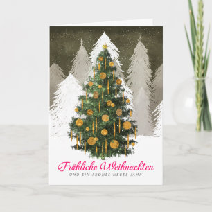 Weihnachtsbaum Schnee in deutscher gefalteter Feie Feiertagskarte