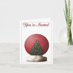 Weihnachtsbaum-Schnee-Kugel-Einladung Einladung
