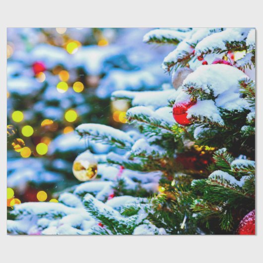 Weihnachtsbaum, Schnee, Licht Geschenkpapier (Flach)
