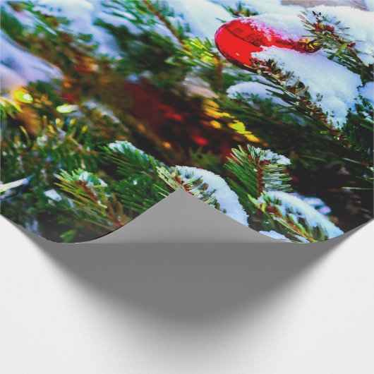 Weihnachtsbaum, Schnee, Licht Geschenkpapier (Ecke)