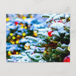 Weihnachtsbaum, Schnee, Lichter Postkarte
