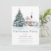 Weihnachtsbaum & Schnee Weihnachtsfest im Unterneh Einladung (Stehend Vorderseite)